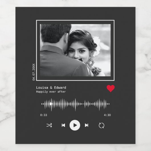 Music Player Wedding Weinetikett (Einzelnes Label)