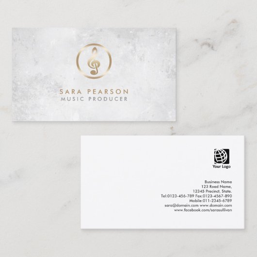 Music Producer Gold Gramophone Icon Business Card Visitenkarte (Vorne/Hinten)