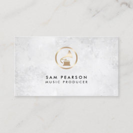 Music Producer Gold Gramophone Icon Business Card Visitenkarte