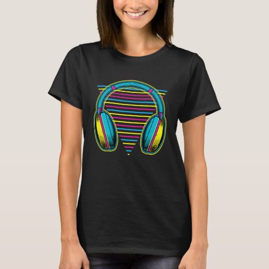 Music  Producer   Retro Headphones T-Shirt (Vorderseite)