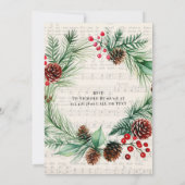 Music Red Berry Wreath Wedding Couples Dusche Einladung (Rückseite)