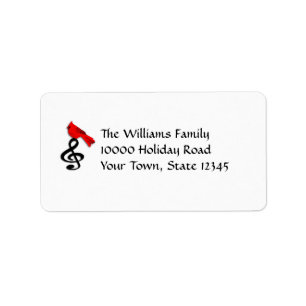 Music & Red Bird Medium Mailing Labels Adressaufkleber