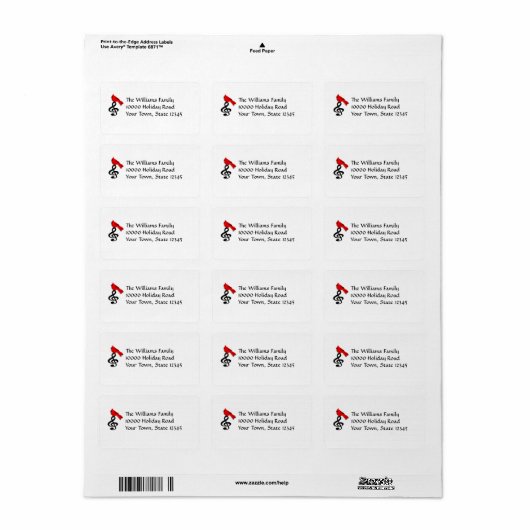 Music & Red Bird Medium Mailing Labels Adressaufkleber (Vorne)