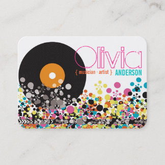 Music Retro Vintag Vinyl Farbige Pop Dots Artist Visitenkarte