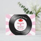 Music Retro Vinyl Record Wedding Foto Save The Date (Stehend Vorderseite)