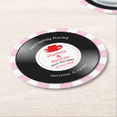 Music Retro Vinyl Record Wedding Fun Save the Date Runder Pappuntersetzer (Angewinkelt)