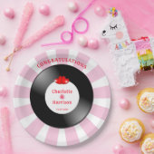 Music Retro Vinyl Record Wedding Pappteller (Party)