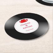 Music Retro Vinyl Record Wedding Runder Pappuntersetzer (Angewinkelt)