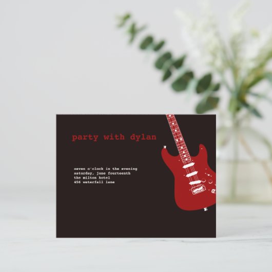 Music Rock Star Bar Mitzvah Empfang Einladung (Stehend Vorderseite)