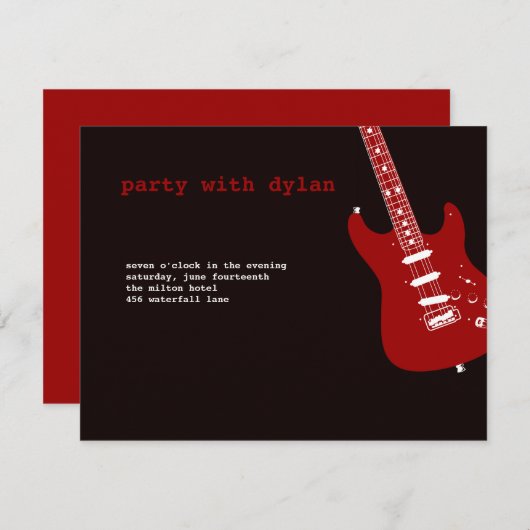 Music Rock Star Bar Mitzvah Empfang Einladung (Vorne/Hinten)