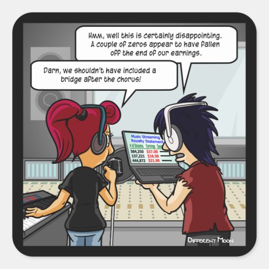 Music Royalties Funny Square Stickers (Vorderseite)