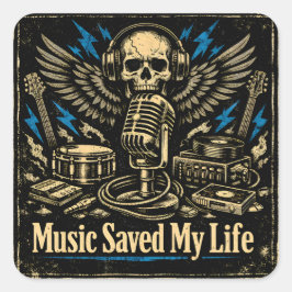 Music Saved My Life – Emotional Power Music Quadratischer Aufkleber