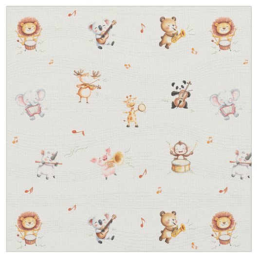 Music school animals musicians cute nursery decor stoff (Nahaufnahme)