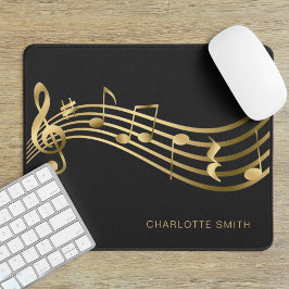 Music School Office Elegante Gold Noten Mousepad