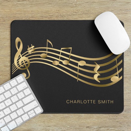 Music School Office Elegante Gold Noten Mousepad