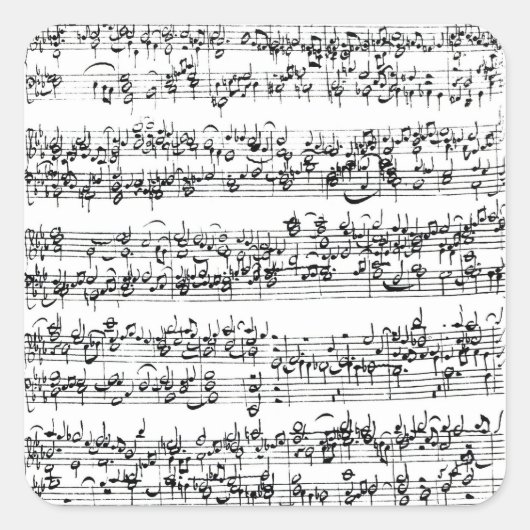 Music Score von Johann Sebastian Bach Quadratischer Aufkleber (Vorderseite)