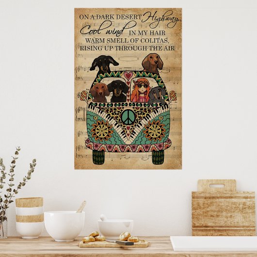 Music Sheet Cool Wind Dackel Poster (Küche)