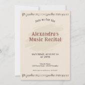 Music Sheet Recital Invitation Einladung (Vorderseite)