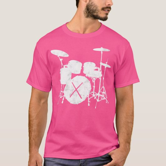 Music Shirt Drum Set mit Drum Sticks Silhouette (Vorderseite)