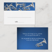 Music Silver Trumpet Bar Mitzvah Sitzkarte Platzkarte (Vorne/Hinten)