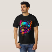 Music skull Bold 80er Retro Synthwave Graphic T-Sh T-Shirt (Vorne ganz)