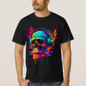 Music skull Bold 80er Retro Synthwave Graphic T-Sh T-Shirt (Vorderseite)