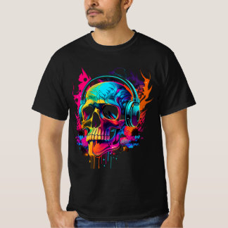 Music skull Bold 80er Retro Synthwave Graphic T-Sh T-Shirt