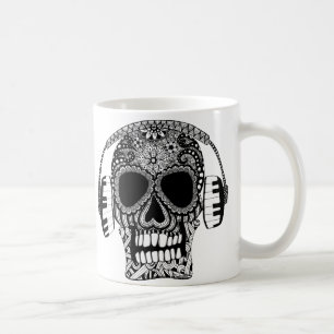 Music Skull mit Kopfhörern Zucker Schädel Kaffeetasse