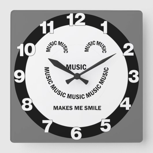 Music Smile Square Wall Uhr (Vorderseite)
