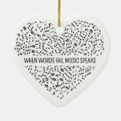 Music Speaks Heart Ceramic Ornament (Hinten)