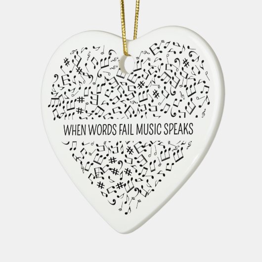 Music Speaks Heart Ceramic Ornament (Links)