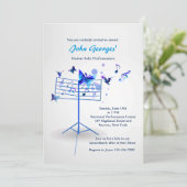 Music Stand Blue Einladung (Stehend Vorderseite)