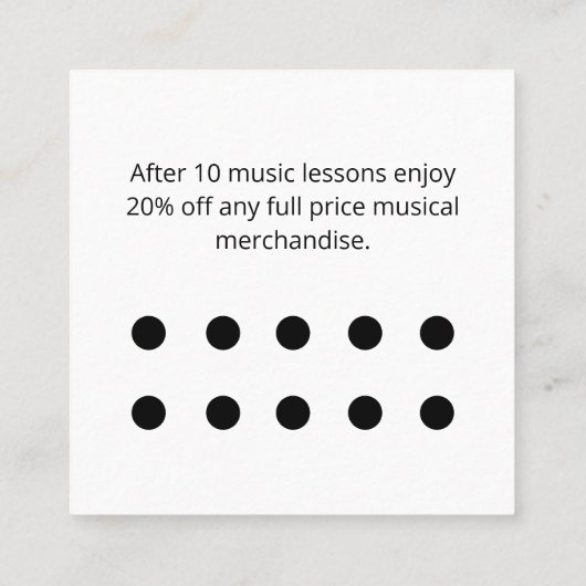 Music Store Treble Clef Schwarz-weißer Rabatt Treuekarte (Rückseite)