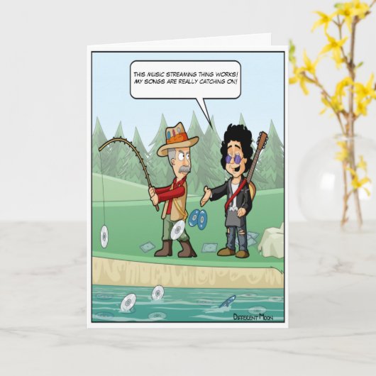 Music Streaming Punny Birthday Card Karte (Gelbe Blume)