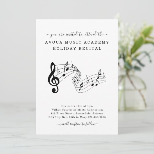 Music Studio Piano Violin Voice Einladung (Stehend Vorderseite)