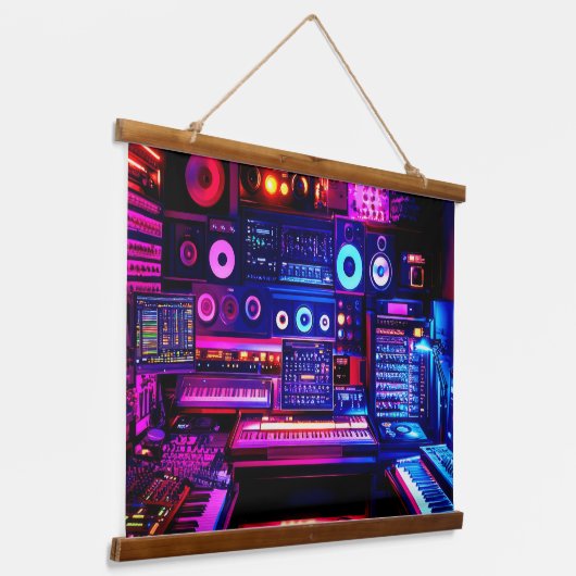 Music Studio Wandteppich Mit Holzrahmen (Gewinkelt)
