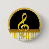Music Symbol Gold Piano Board Clefs Notes Button (Vorderseite)