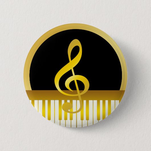 Music Symbol Gold Piano Board Clefs Notes Button (Vorderseite)