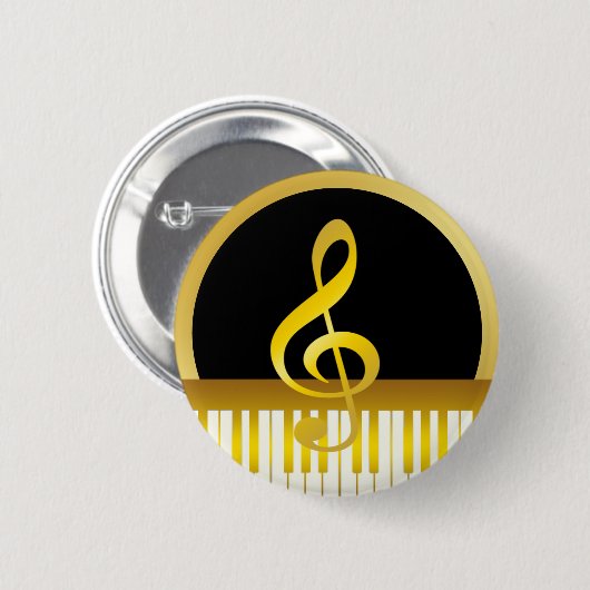 Music Symbol Gold Piano Board Clefs Notes Button (Vorne & Hinten)
