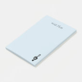 Music Symbol Treble Clef Blue Post-it Klebezettel (angewinkelt)