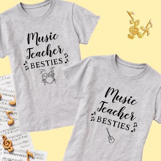 Music Teacher Besties Drum Schlagzeug Bester Freun T-Shirt