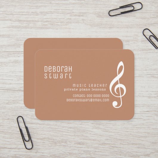 Music Teacher Boho Brown Terracotta Visitenkarte (Vorderseite/Rückseite Beispiel)