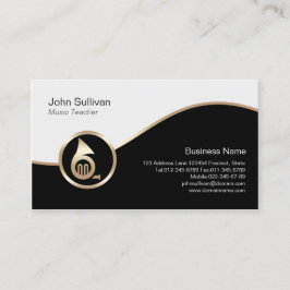 Music Teacher Business Card Gold Französisches Hor Visitenkarte