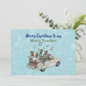 Music Teacher Elf Christmas Card Karte (Stehend Vorderseite)