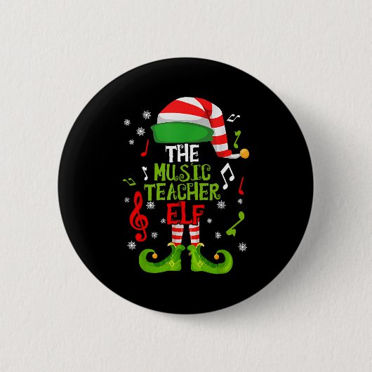 Music Teacher Elf Christmas Family Matching Xmas G Button (Vorderseite)