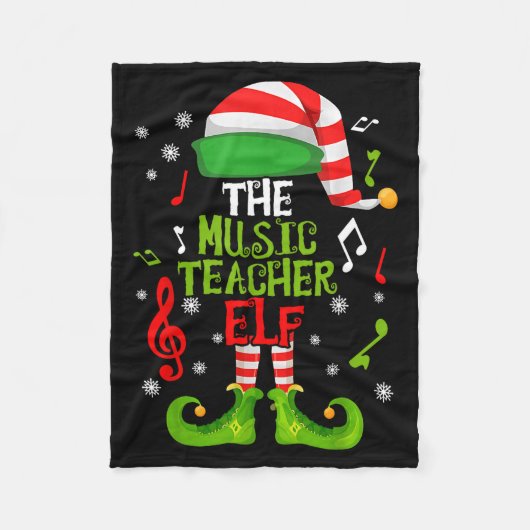 Music Teacher Elf Christmas Family Matching Xmas G Fleecedecke (Vorderseite)