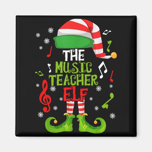 Music Teacher Elf Christmas Family Matching Xmas G Magnet (Vorne)