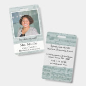 Music Teacher Foto ID Abzeichen Lächeln hinter Mas Ausweis (Front & Back)