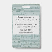 Music Teacher Foto ID Abzeichen Lächeln hinter Mas Ausweis (Back)