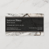 Music Teacher Foto of Sheet Music - Visitenkarte (Rückseite)